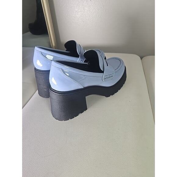 Soda Platform Patent Baddie Penny Loafers Baby Powder Blue Womens 10 Punk - Picture 6 of 9